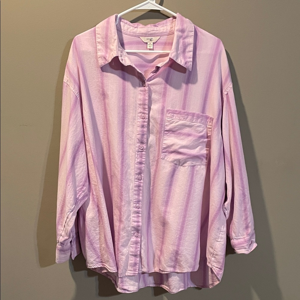 Terra & Sky Light Pink & Purple Striped Casual Shirt